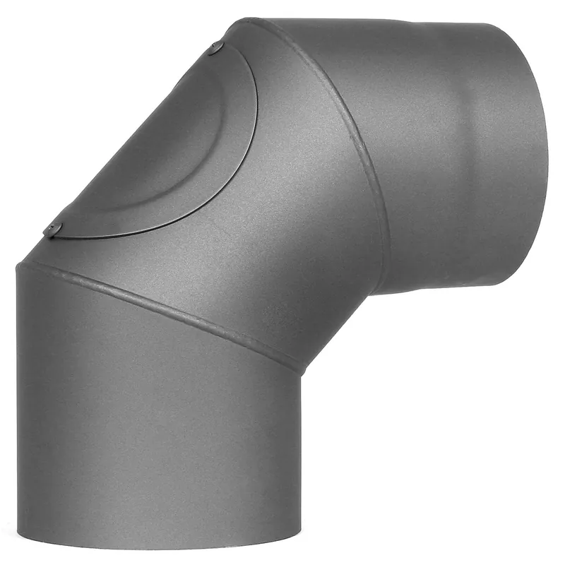 Ofenrohr Bogen 90° mit Tür, Rauchrohr grau, Ø 150 mm Beliebt