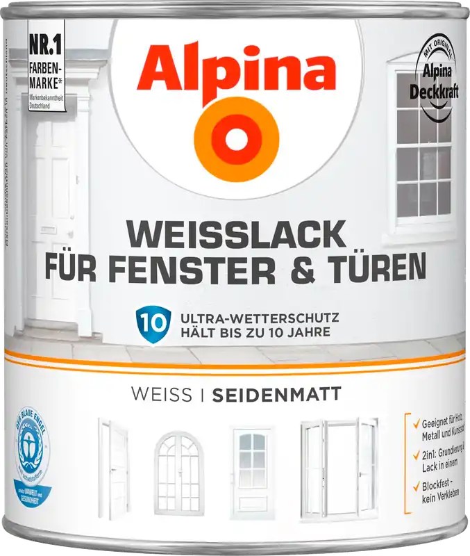 2l ALPINA Weißlack für Fenster & Türen seidenmatt Günstig