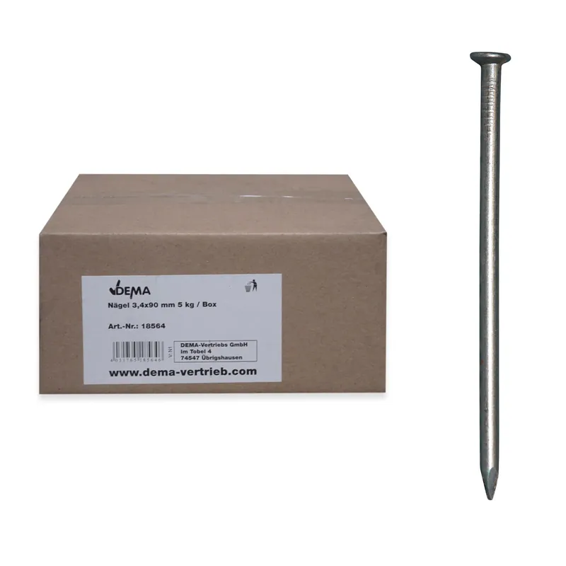 Saisonangebot Stahlnägel Nägel Stahlstifte Drahtstifte 3.4 x 90 mm Senkkopf blank 5 kg in Box