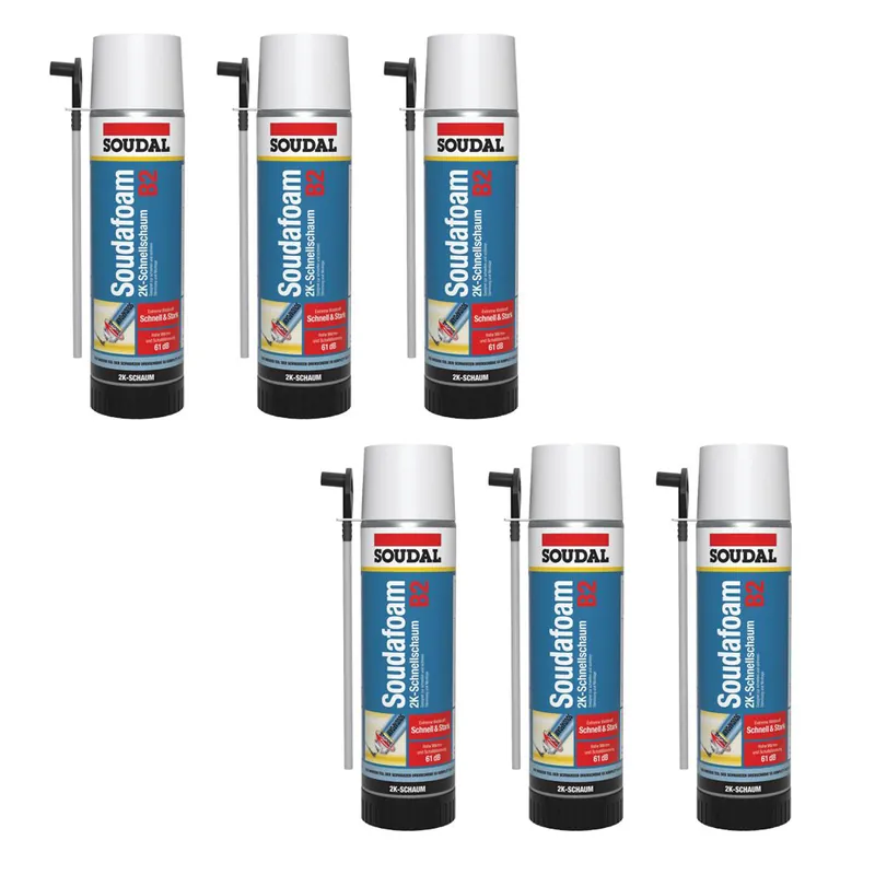 Sofort Bestellen 6x Soudal Soudafoam 2K B2 400ml, Adapterschaum, Zargenschaum, Türenschaum