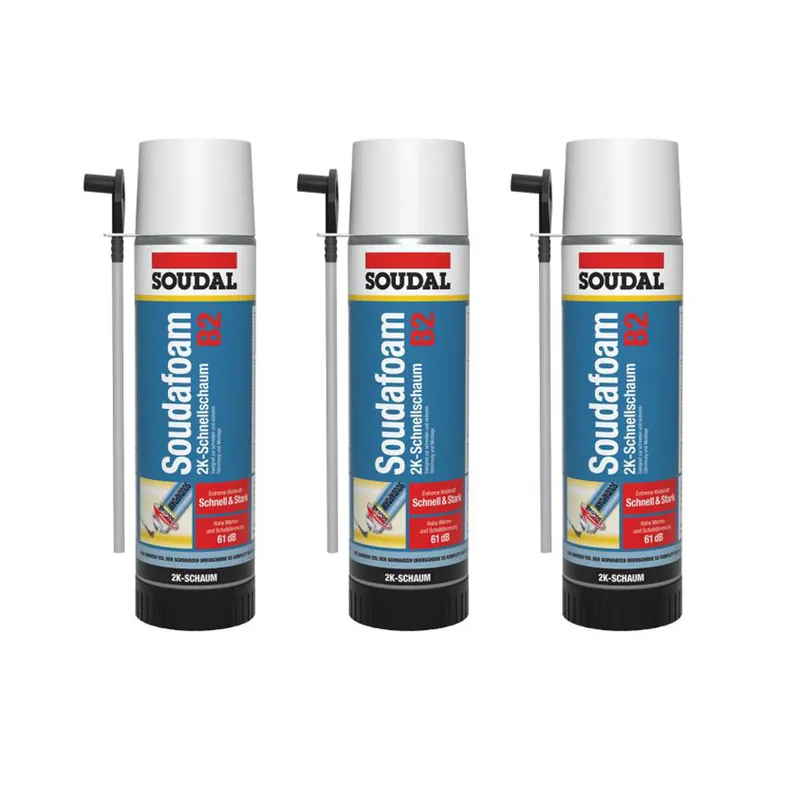 Gratis Versand 3x Soudal Soudafoam 2K B2 400ml, Adapterschaum, Zargenschaum, Türenschaum