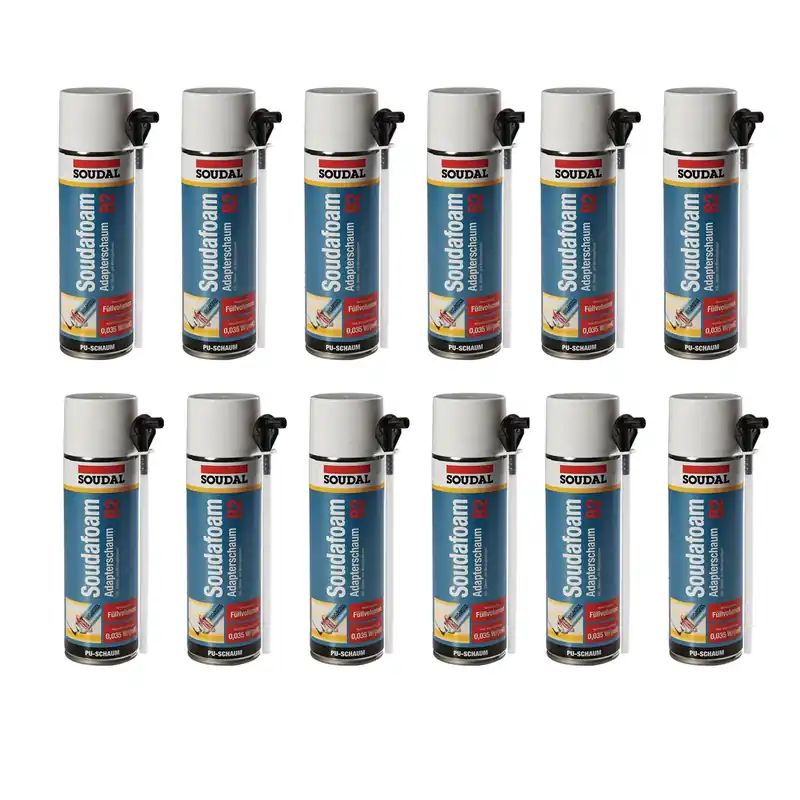 Heißes Angebot 12x Soudal Soudafoam B2 Montageschaum Adapterschaum 500 ml