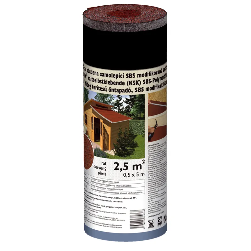 Sofort Bestellen SBS-Polymerbitumen für Gartenhausbedachung selbstklebend 2,5 m² (Rot)