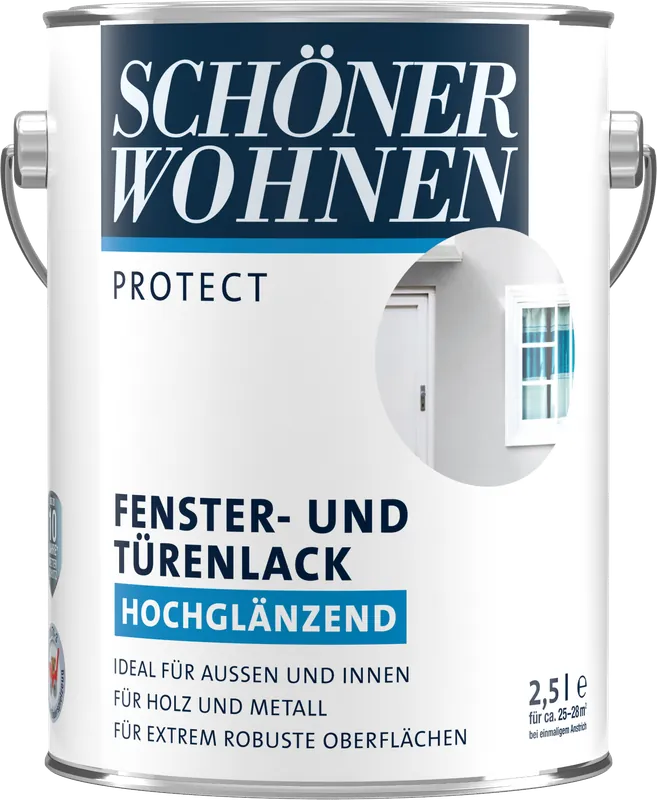 2,5L Schöner Wohnen Protect Fenster- und Türenlack glänzend weiss Solange Der Vorrat Reicht