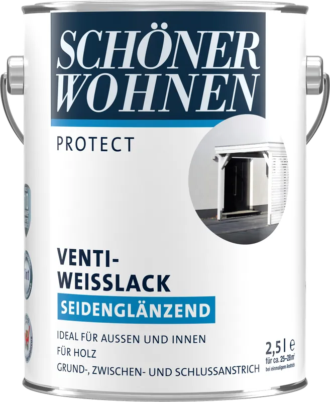 Bestseller 2,5L Schöner Wohnen Protect Venti-Weisslack seidenglänzend weiss