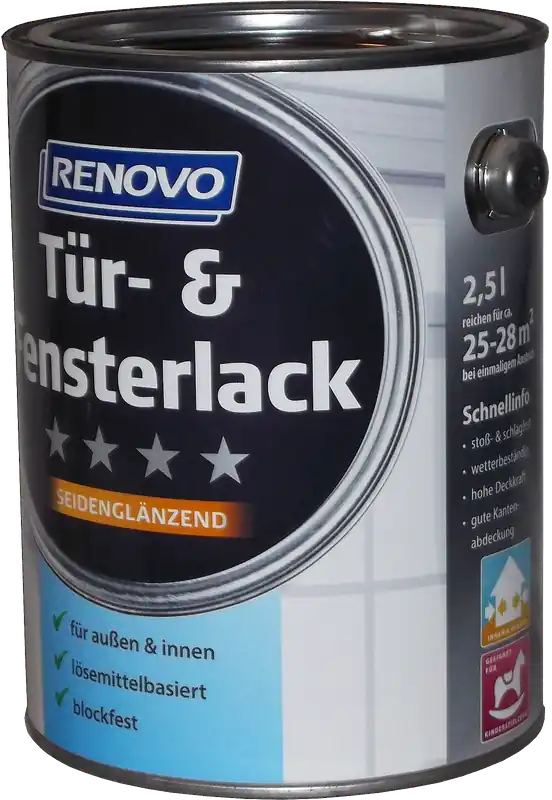 Garantierte Lieferung 2,5L Renovo Tür+Fensterlack seidenglänzend weiss