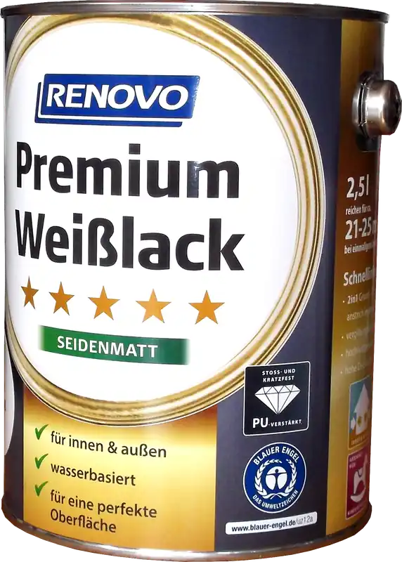 2,5L RENOVO Premium Weißlack Seidenmatt Altweiss 0096 Garantierte Lieferung