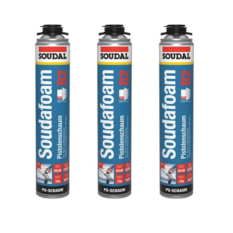 3x Soudal Soudafoam B2, 750ml, Pistolenschaum, PU-Schaum, Montageschaum Schneller Versand