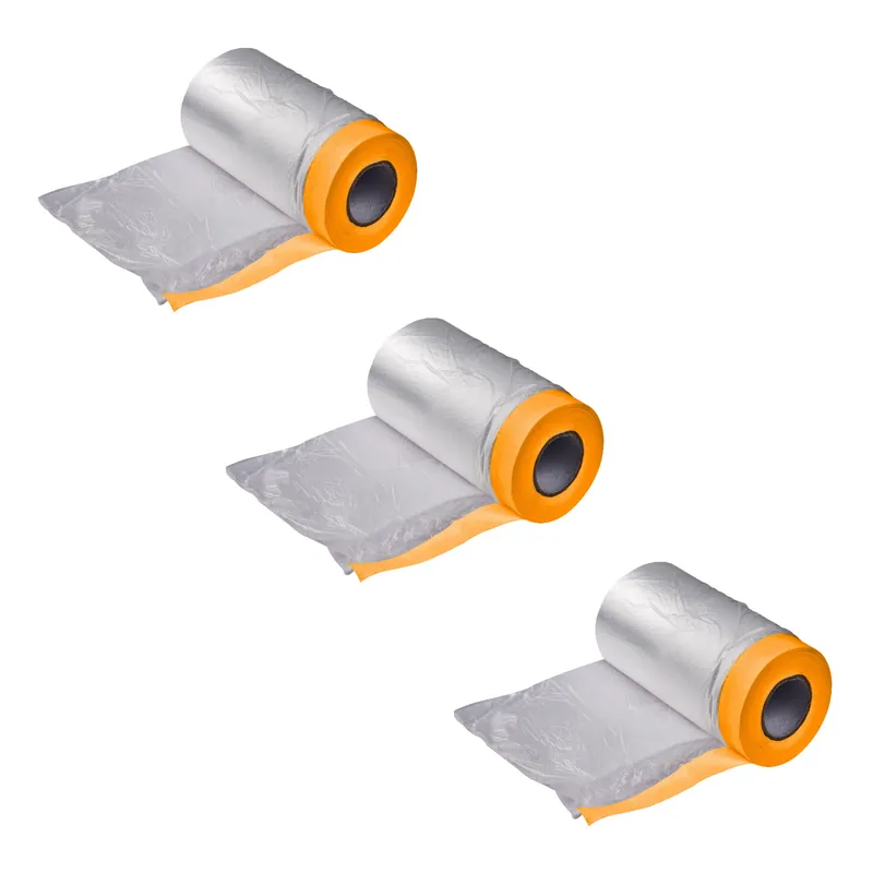 3 x Fineline Malerband mit Folie / Maler Abdeckfolie mit Klebeband 55 cm x 20 m Zertifiziert