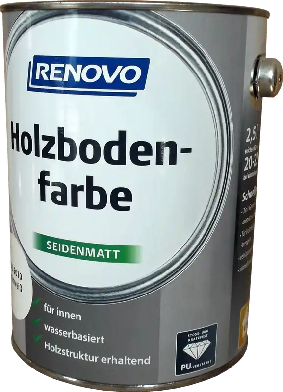 2,5L Renovo Holzbodenfarbe Seidenmatt Reinweiss RAL9010 Top-Angebot