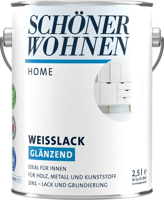 2,5L Schöner Wohnen Home Weisslack hochglänzend weiss Zertifiziert
