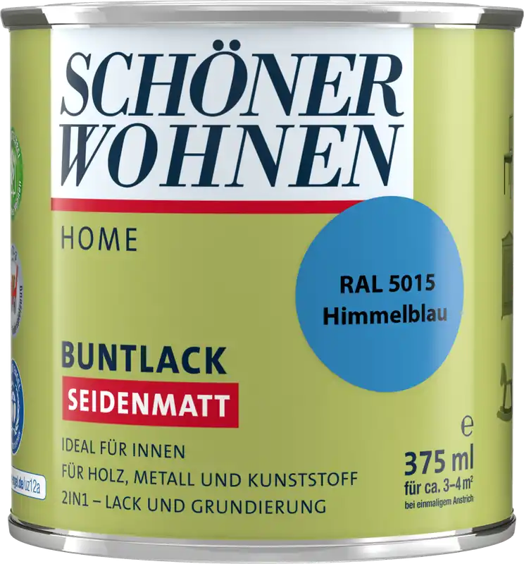 375ml Schöner Wohnen Home Buntlack seidenmatt, RAL 5015 Himmelblau Preis Gesenkt