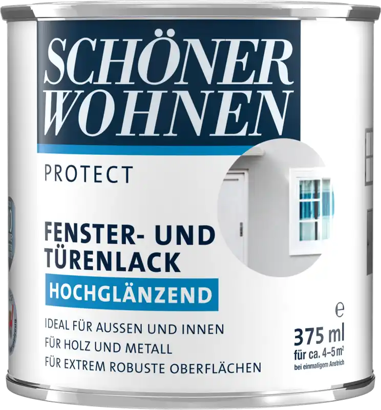 375ml Schöner Wohnen Protect Fenster- und Türenlack glänzend weiss Kostenloser Rückversand