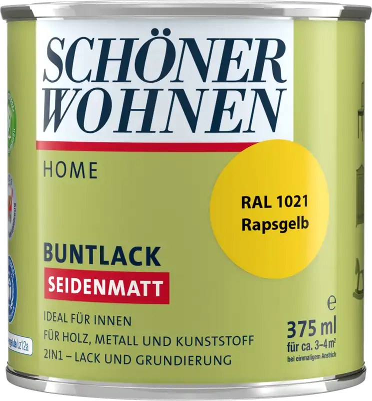 375ml Schöner Wohnen Home Buntlack seidenmatt, RAL 1021 Rapsgelb Nur Heute