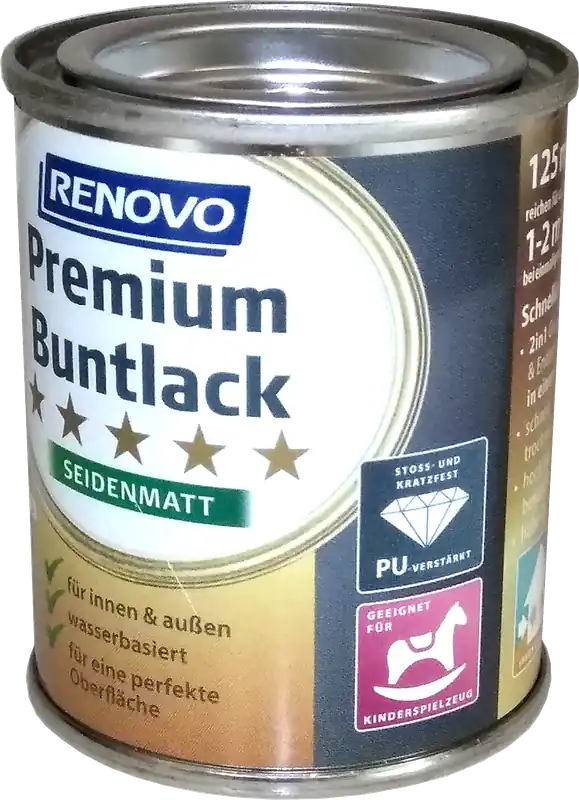125ml Renovo Premium Buntlack seidenmatt 9900 Schwarz Mega-Angebot