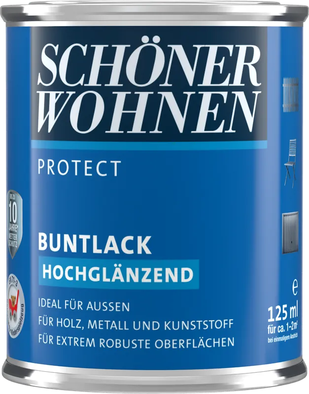 125ml Schöner Wohnen Protect Buntlack hochglänzend RAL 7001 Silbergrau Versand Am Gleichen Tag