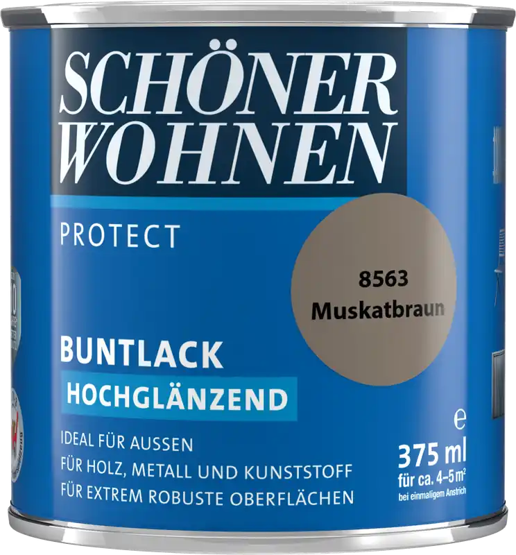 375ml Schöner Wohnen Protect Buntlack hochglänzend 8563 Muskatbraun Bestpreis
