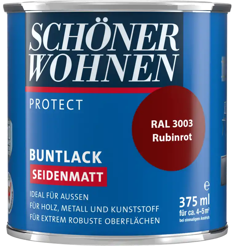 375ml Schöner Wohnen Protect Buntlack seidenmatt RAL 3003 Rubinrot Nur Heute