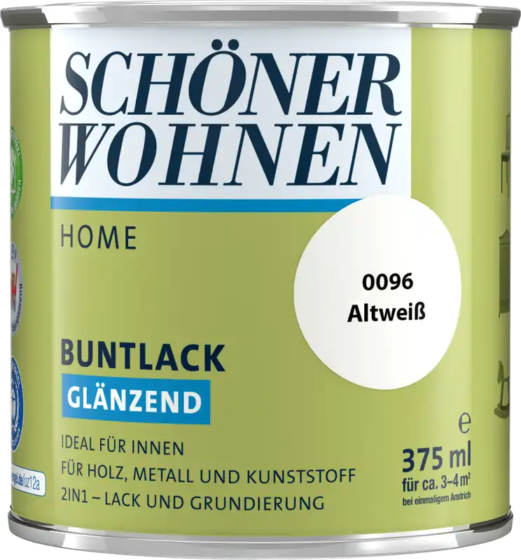 375ml Schöner Wohnen Home Buntlack glänzend, 0096 Altweiß Expressversand