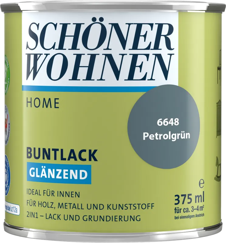 375ml Schöner Wohnen Home Buntlack glänzend, 6648 Petrolgrün Preis Gesenkt