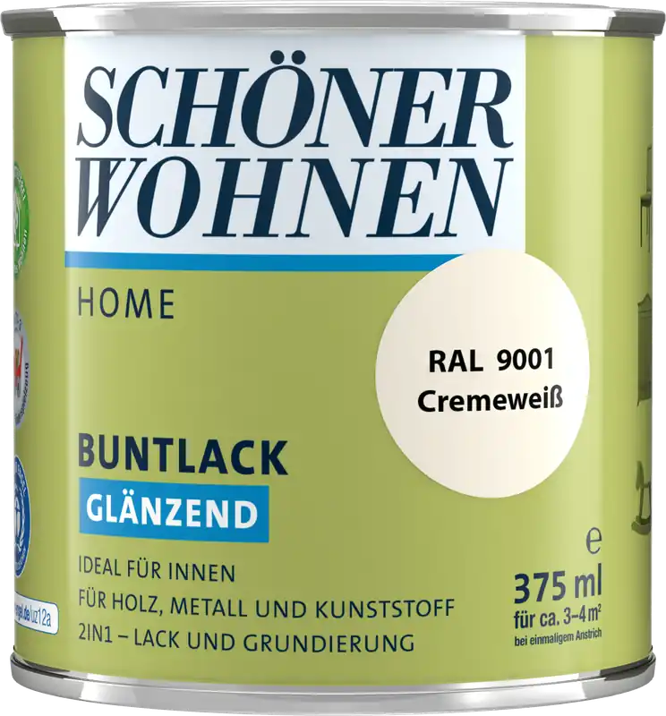 375ml Schöner Wohnen Home Buntlack glänzend, RAL 9001 Cremeweiß Nur Heute