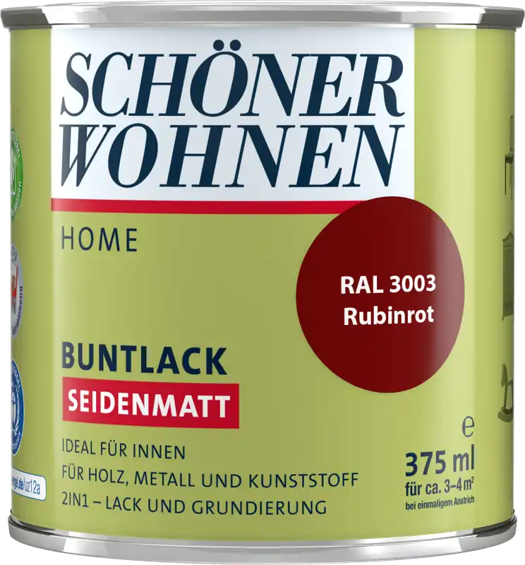 375ml Schöner Wohnen Home Buntlack seidenmatt, RAL 3003 Rubinrot Finale Aktion