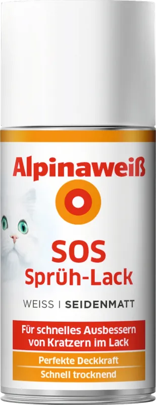 150 ml, Alpina Alpinaweiß SOS Sprühlack, für ca. 0,6 m², weiß, seidenmatt Online Kaufen