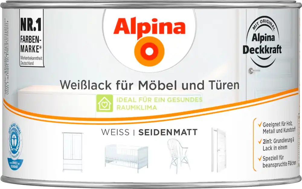 300ml ALPINA Weißlack für Möbel & Türen seidenmatt Expressversand