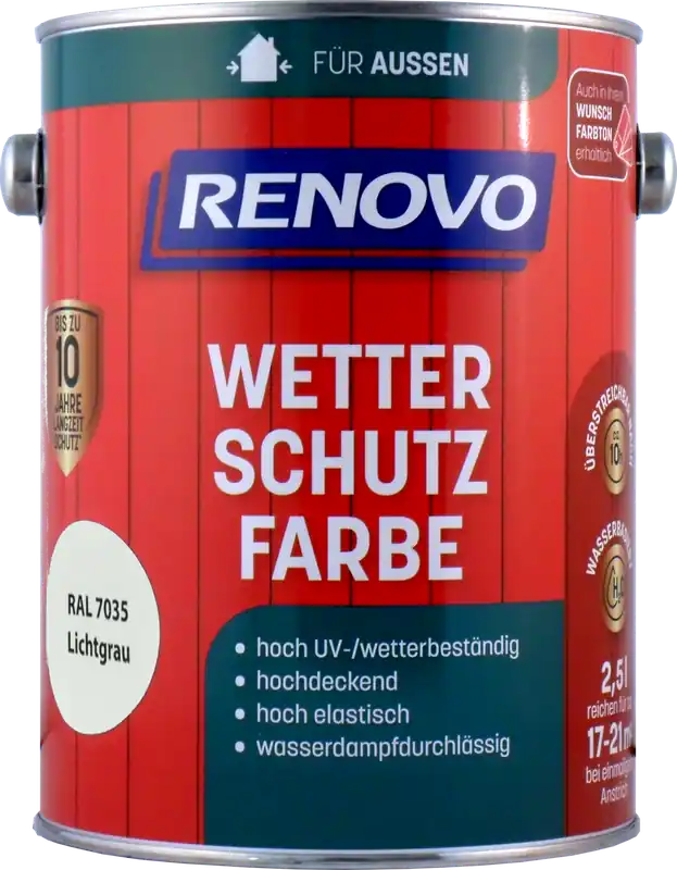 2,5L Renovo Wetterschutzfarbe Nr.7035 Lichtgrau Jetzt Bestellen