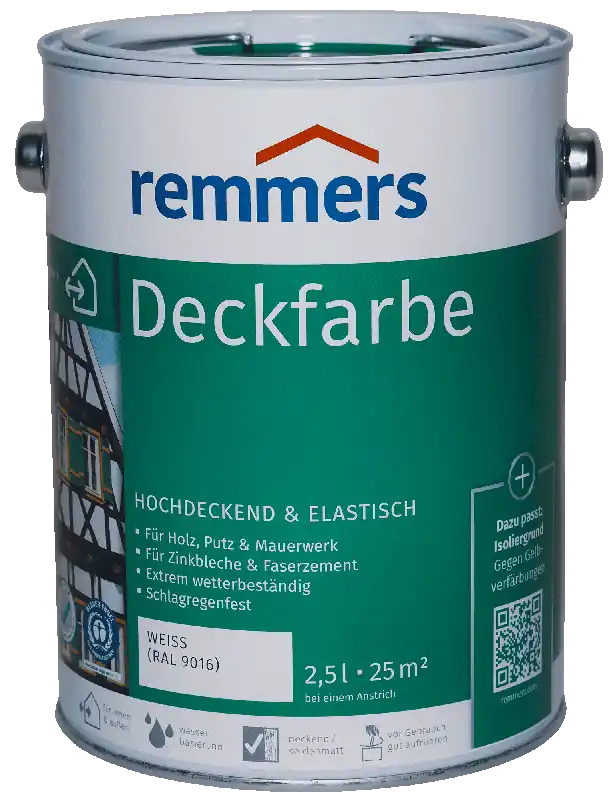2,5L Remmers Deckfarbe weiß Wetterschutzfarbe Gratis Versand