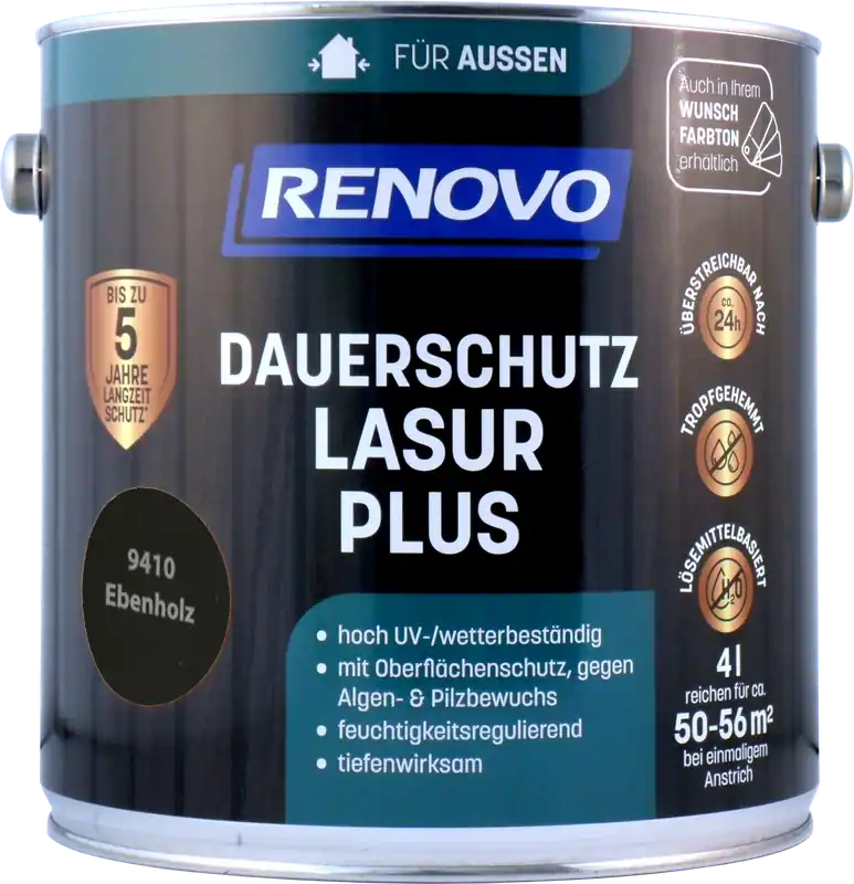 4L Renovo Dauerschutzlasur PLUS Nr.9410 Ebenholz Expressversand