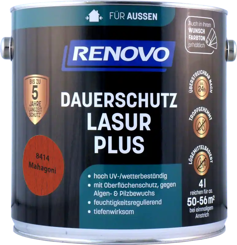 Sichere Zahlung 4L Renovo Dauerschutzlasur PLUS Nr.8414 Mahagoni