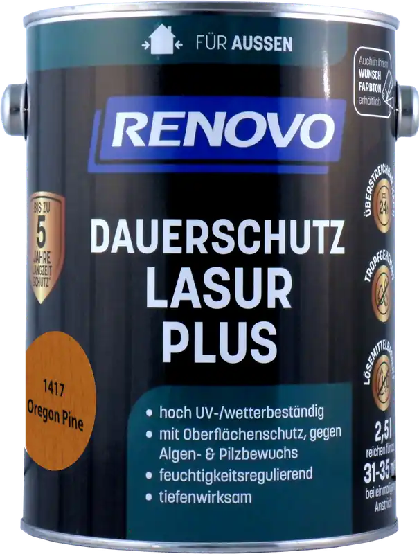 2,5L Renovo Dauerschutzlasur PLUS Nr.1417 Oregon Pine ehemals Kirsche Knallerangebot