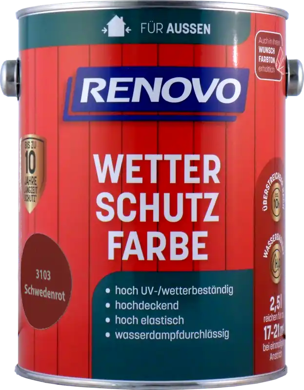 2,5 L Renovo Wetterschutzfarbe 3103 schwedenrot Online Kaufen