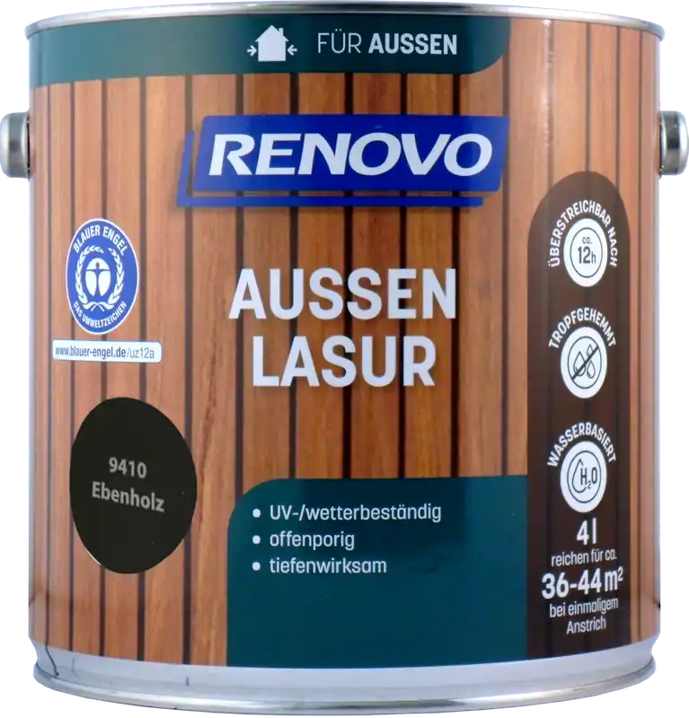 4L Renovo Wetterlasur/ Aussenlasur wb. Nr.9410 Ebenholz Geprüft