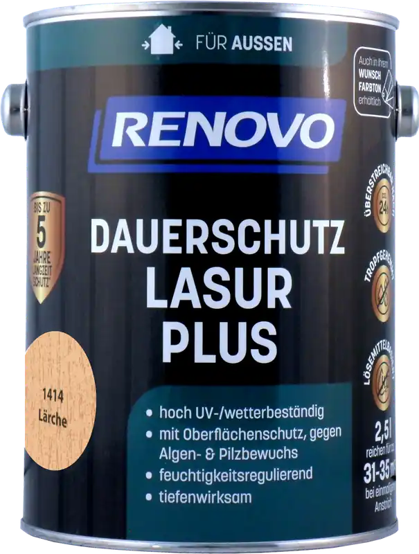 2,5L Renovo Dauerschutzlasur PLUS Nr.1414 Lärche Markenprodukt