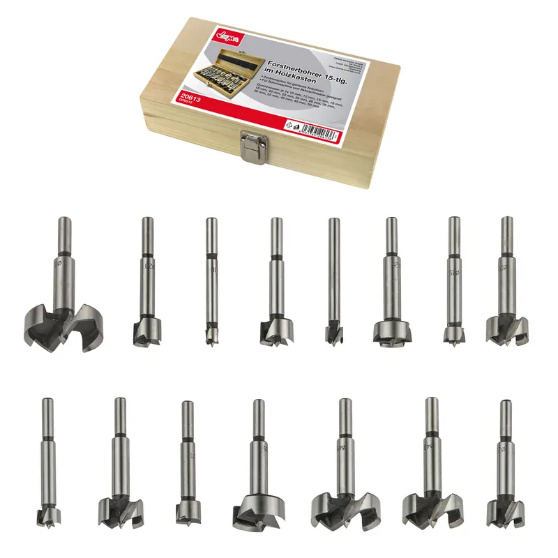 Forstnerbohrer Holzbohrer 15tlg Bohrer Set Ø 10-50mm im Holzkasten Preisknaller