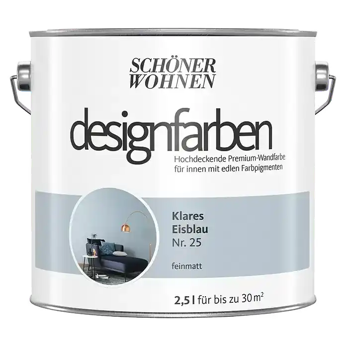 2,5L Schöner Wohnen Designfarbe Klares Eisblau 25 Meistverkauft