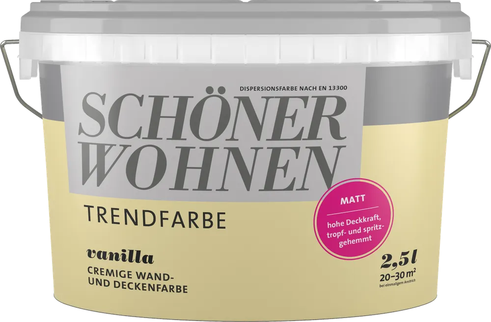 Zertifiziert 2,5L Schöner Wohnen - Trendfarbe Wandfarbe matt Vanilla