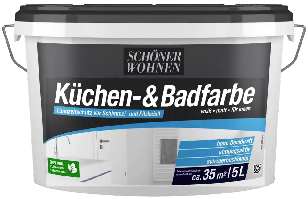 5L Schöner Wohnen Küchen-& Badfarbe matt, 0000 Weiß Sale