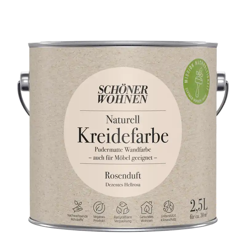 2,5L Schöner Wohnen Naturell Kreidefarbe Rosenduft, Dezentes Hellrosa Preisknaller