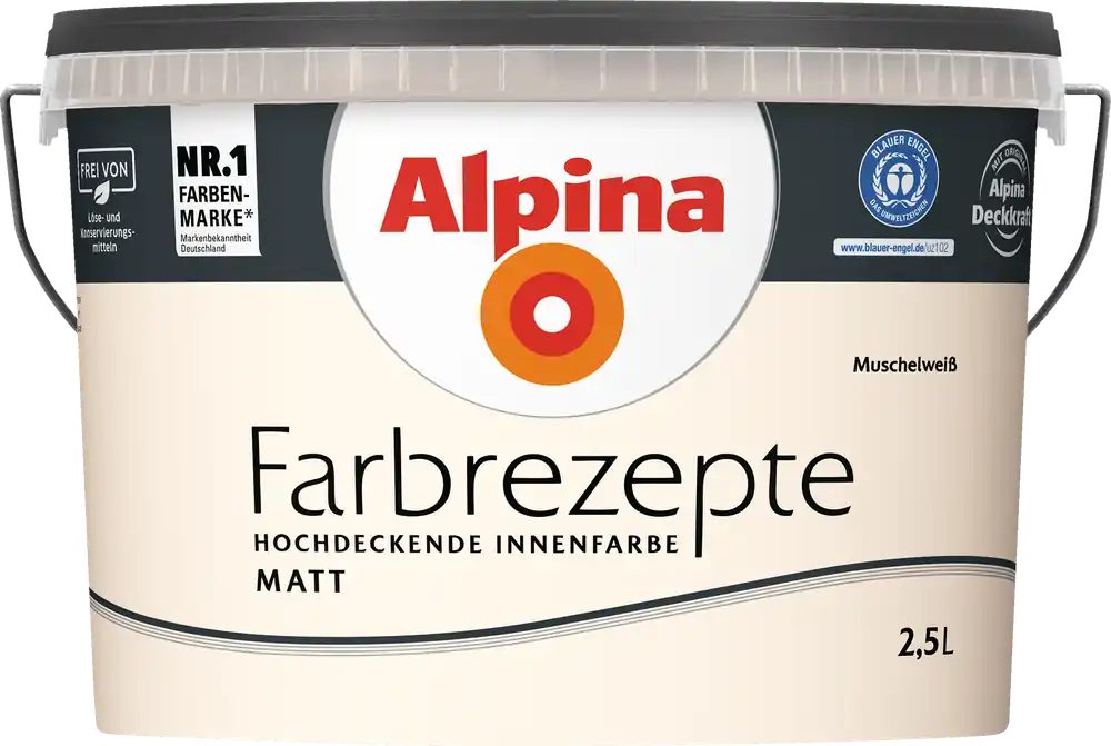 2,5L ALPINA Farbrezepte Muschelweiß, Matt Sonderangebot