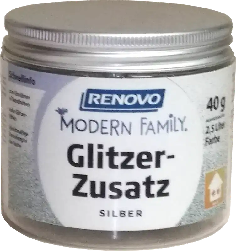 40g Renovo Glitzerzusatz, Modern Family, Silber Echt