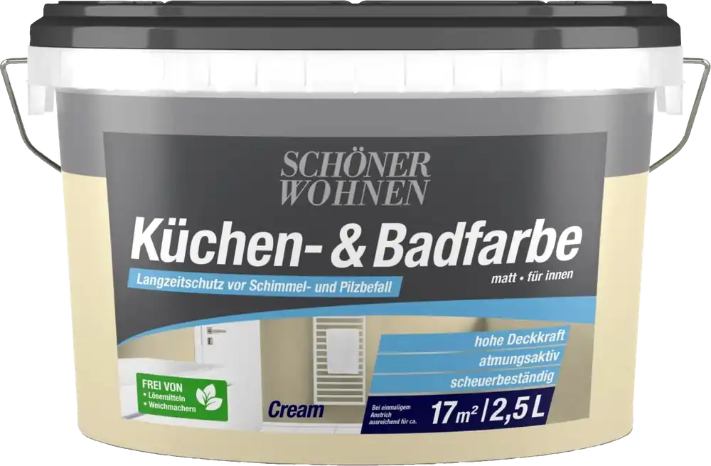 2,5L Schöner Wohnen Küchen-& Badfarbe matt, 1514 Cream Versand Am Gleichen Tag