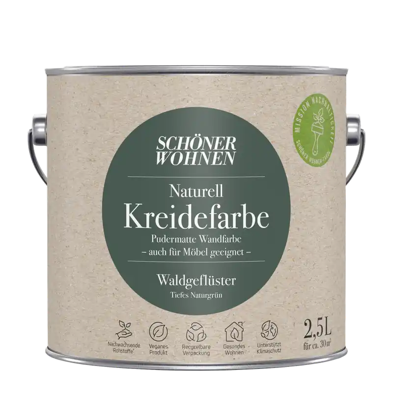 2,5L Schöner Wohnen Naturell Kreidefarbe Waldgeflüster,Tiefes Naturgrün Preiswert