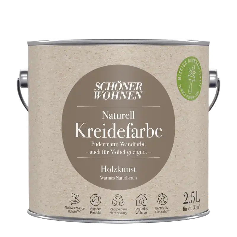 2,5L Schöner Wohnen Naturell Kreidefarbe Holzkunst, Warmes Naturbraun Gratis Versand