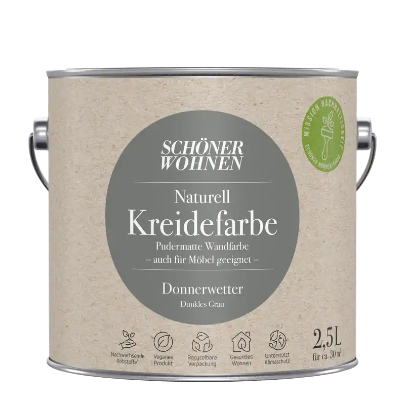 2,5L Schöner Wohnen Naturell Kreidefarbe Donnerwetter, Dunkles Grau Begrenztes Angebot