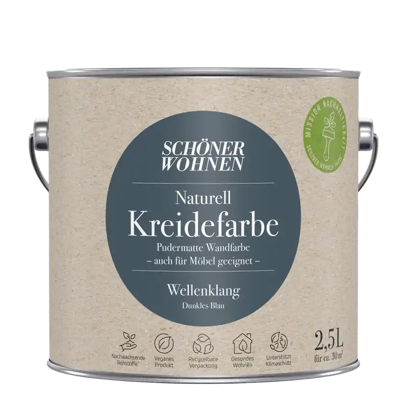 2,5L Schöner Wohnen Naturell Kreidefarbe Wellenklang, Dunkles Blau Beliebt