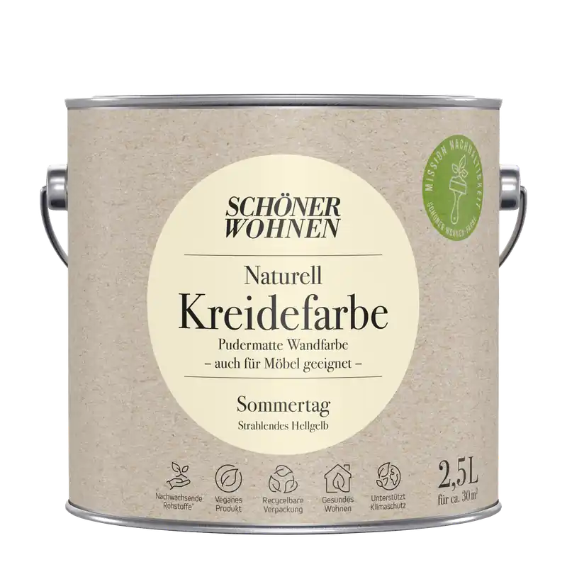 2,5L Schöner Wohnen Naturell Kreidefarbe Sommertag, Strahlendes Hellgelb Preiswert