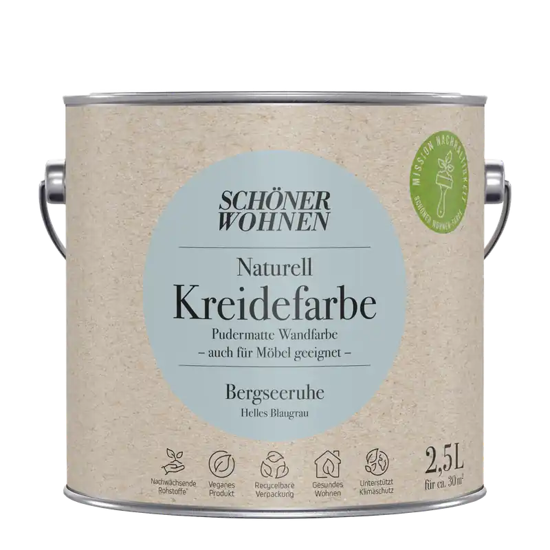 2,5L Schöner Wohnen Naturell Kreidefarbe Bergseeruhe,Helles Blaugrau Expressversand